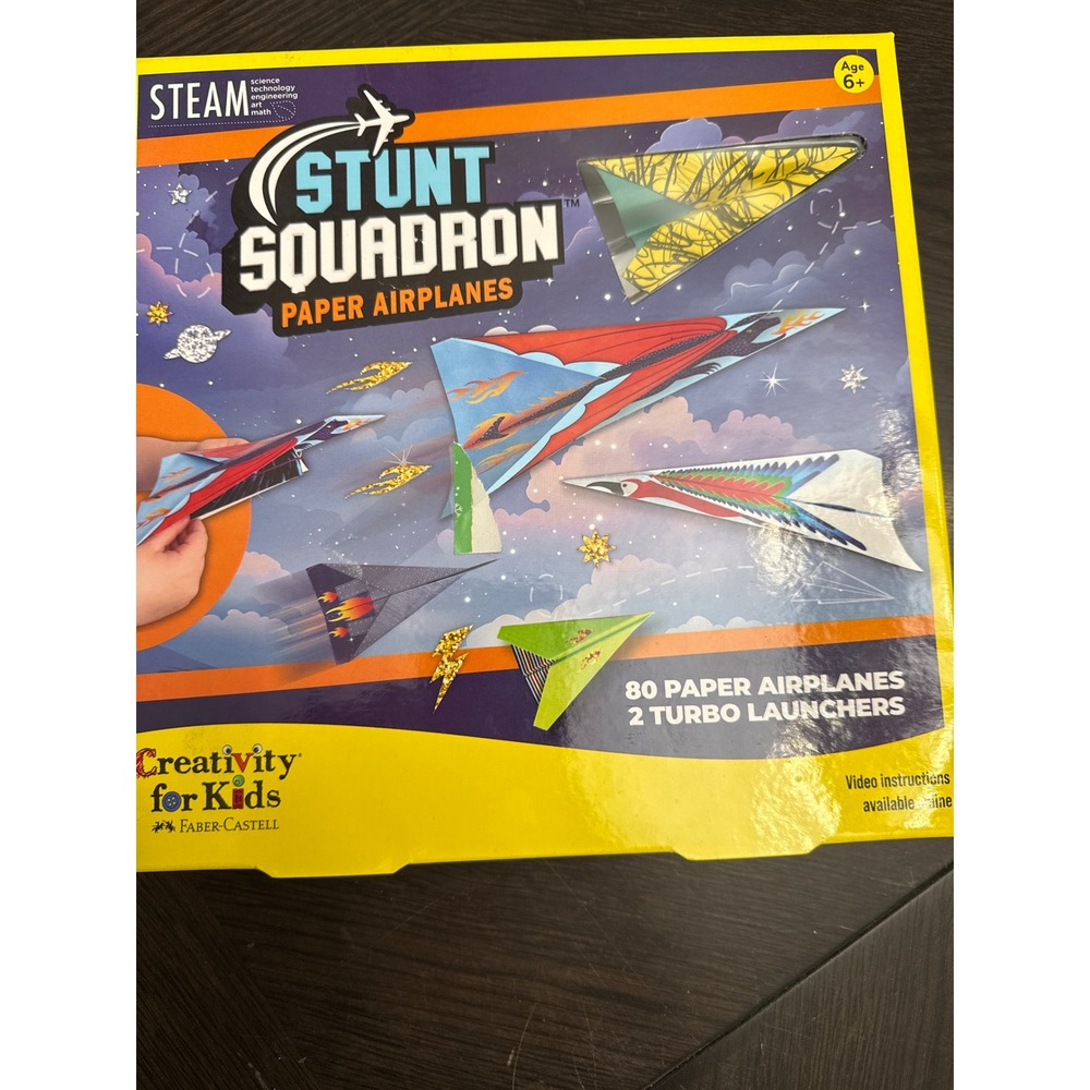Creativity for Kids Stunt Squadron Paper Airplanes Kit 80 Planes 2 Launchers